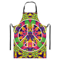 Psychedelic Hippie Peace Sign Print Bib Apron With Pocket