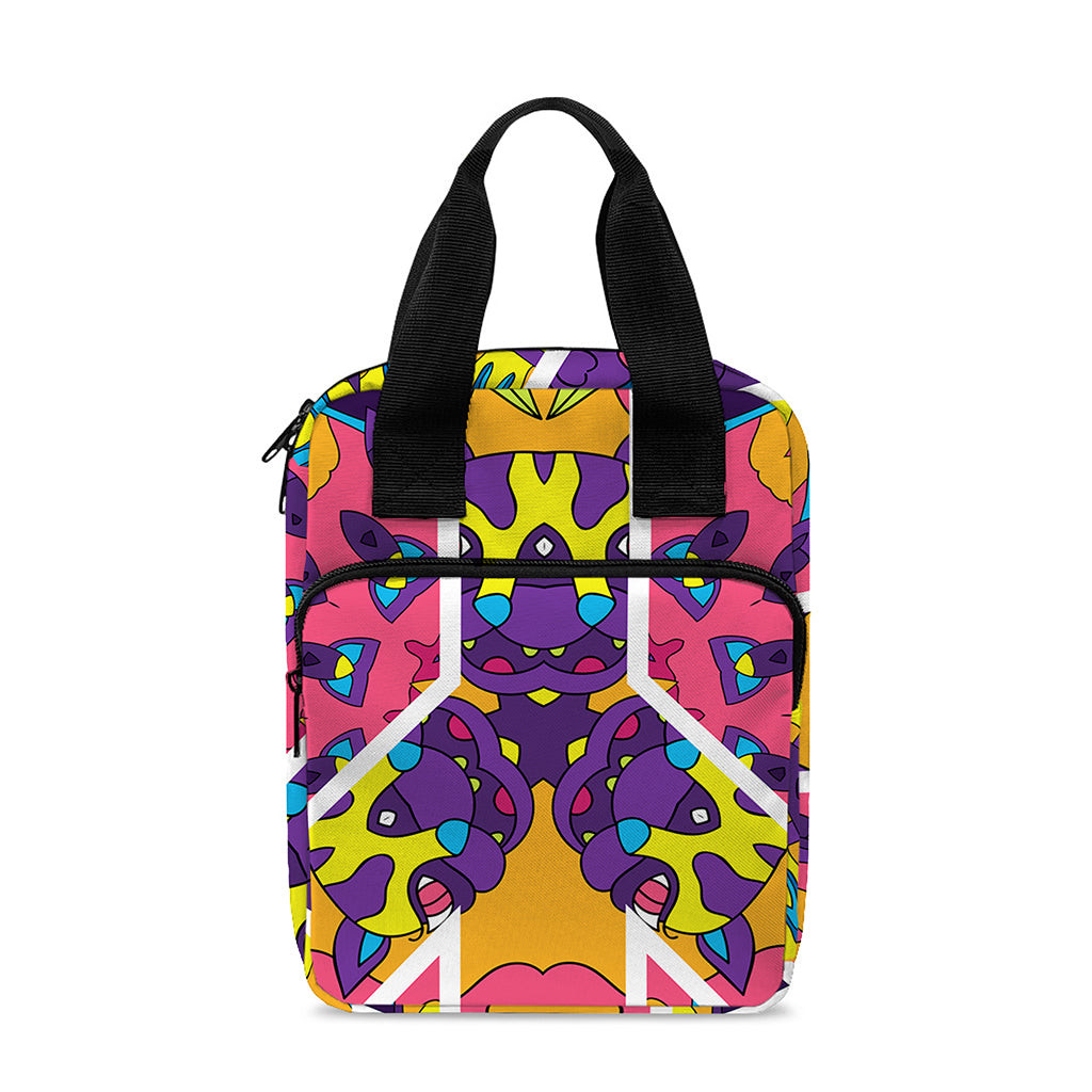 Psychedelic Hippie Peace Sign Print Bible Tote Bag