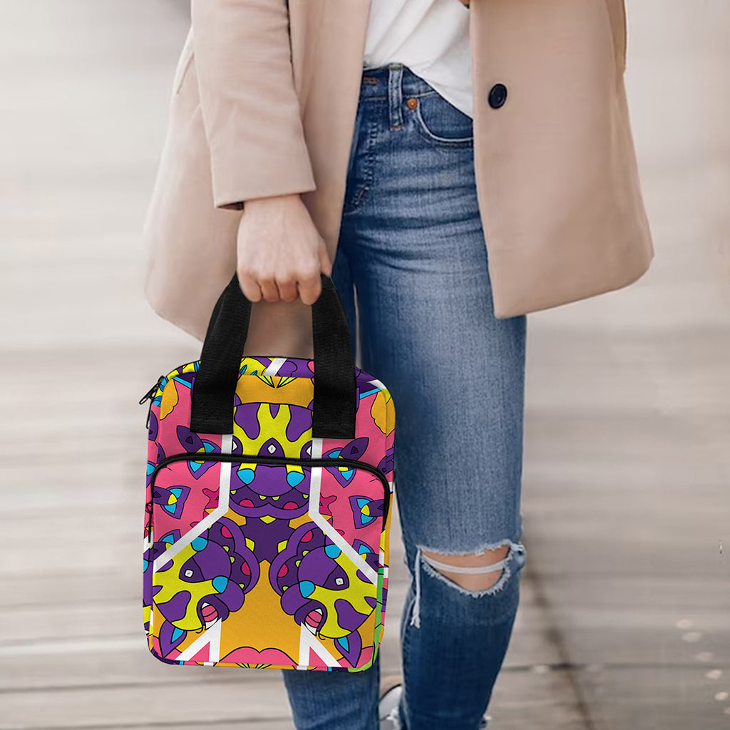Psychedelic Hippie Peace Sign Print Bible Tote Bag