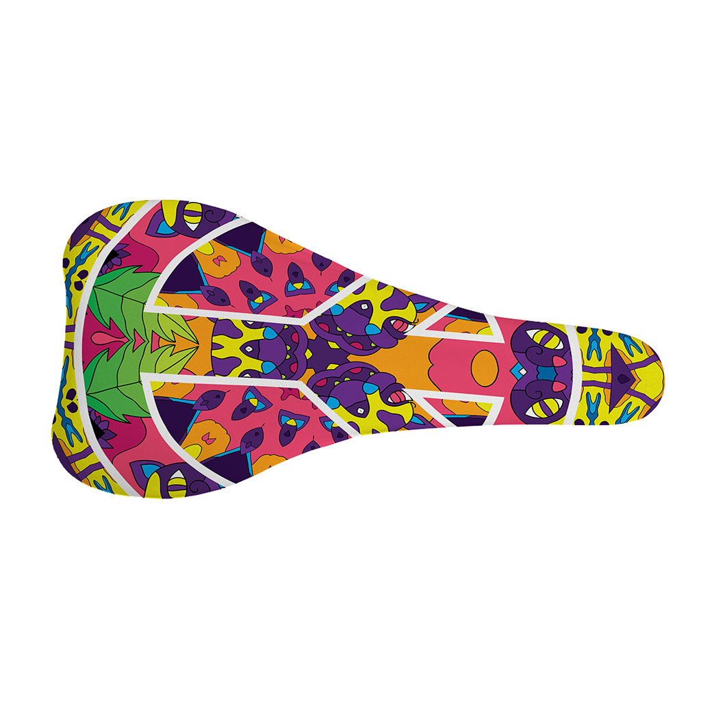 Psychedelic Hippie Peace Sign Print Bicycle Seat Cover