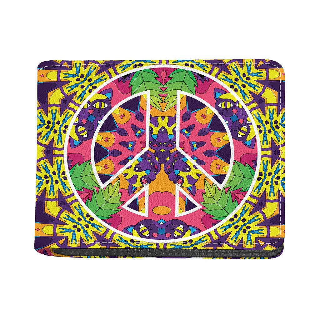 Psychedelic Hippie Peace Sign Print Bifold Wallet