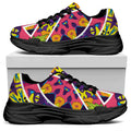 Psychedelic Hippie Peace Sign Print Black Chunky Shoes