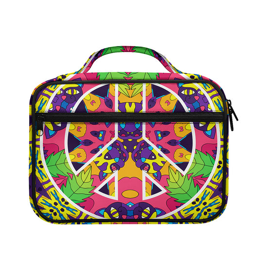 Psychedelic Hippie Peace Sign Print Briefcase Bible Bag