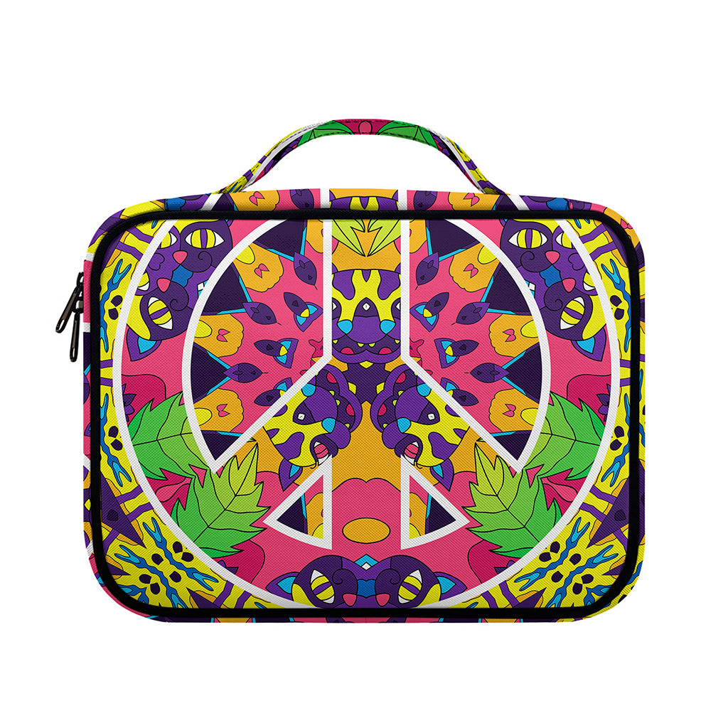 Psychedelic Hippie Peace Sign Print Briefcase Bible Bag
