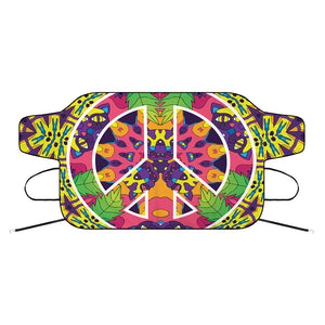 Psychedelic Hippie Peace Sign Print Car Windshield Snow Cover