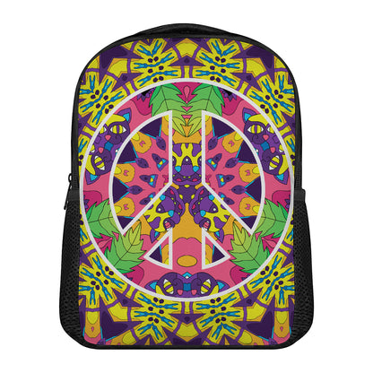 Psychedelic Hippie Peace Sign Print Casual Backpack