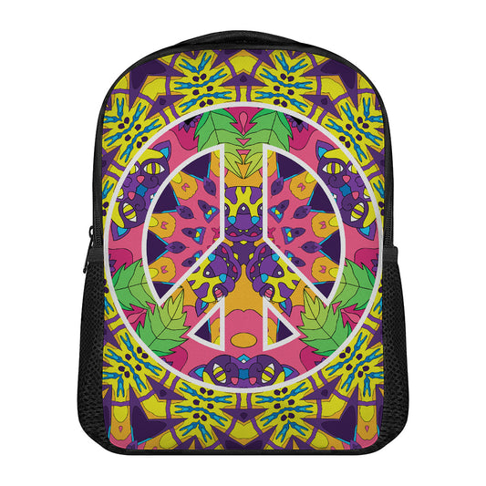 Psychedelic Hippie Peace Sign Print Casual Backpack