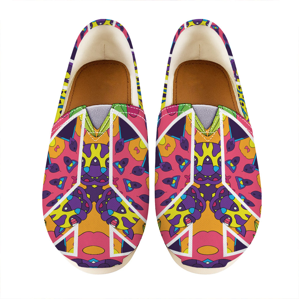 Psychedelic Hippie Peace Sign Print Casual Shoes