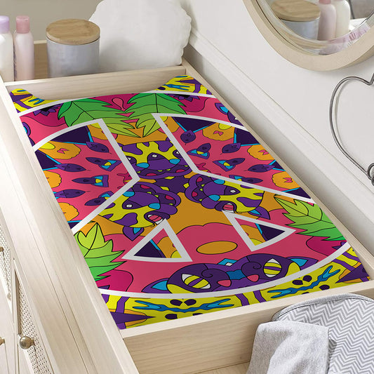 Psychedelic Hippie Peace Sign Print Changing Pad Cover