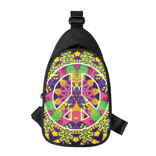 Psychedelic Hippie Peace Sign Print Chest Bag