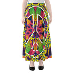 Psychedelic Hippie Peace Sign Print Chiffon Maxi Skirt