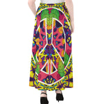 Psychedelic Hippie Peace Sign Print Chiffon Maxi Skirt