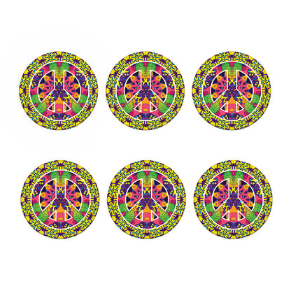 Psychedelic Hippie Peace Sign Print Coaster Set