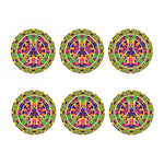 Psychedelic Hippie Peace Sign Print Coaster Set