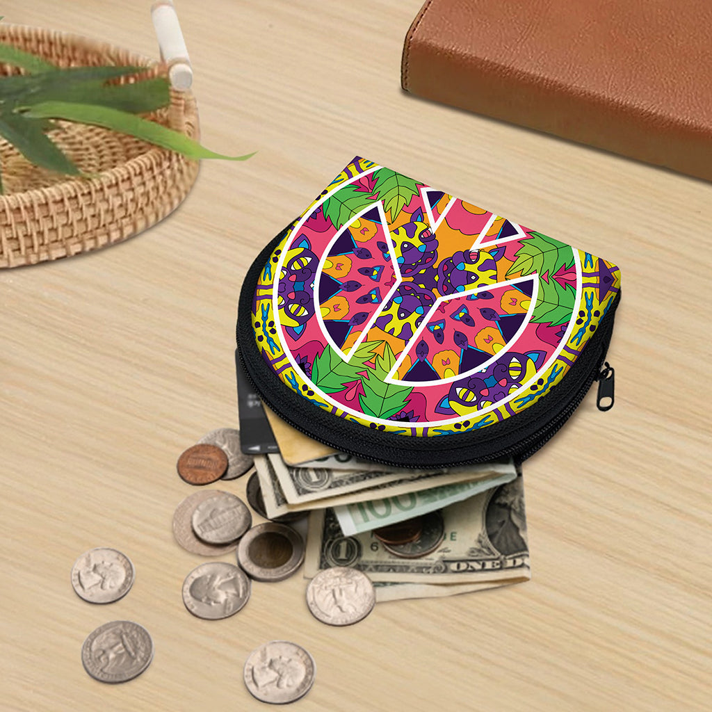 Psychedelic Hippie Peace Sign Print Coin Purse