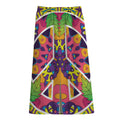 Psychedelic Hippie Peace Sign Print Cotton Front Slit Maxi Skirt