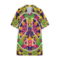 Psychedelic Hippie Peace Sign Print Cotton Hawaiian Shirt