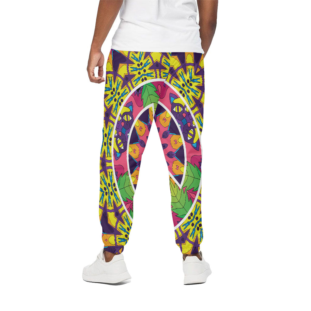 Psychedelic Hippie Peace Sign Print Cotton Pants