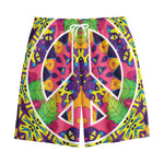 Psychedelic Hippie Peace Sign Print Cotton Shorts