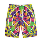 Psychedelic Hippie Peace Sign Print Cotton Shorts