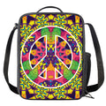 Psychedelic Hippie Peace Sign Print Crossbody Lunch Bag