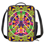 Psychedelic Hippie Peace Sign Print Crossbody Lunch Bag