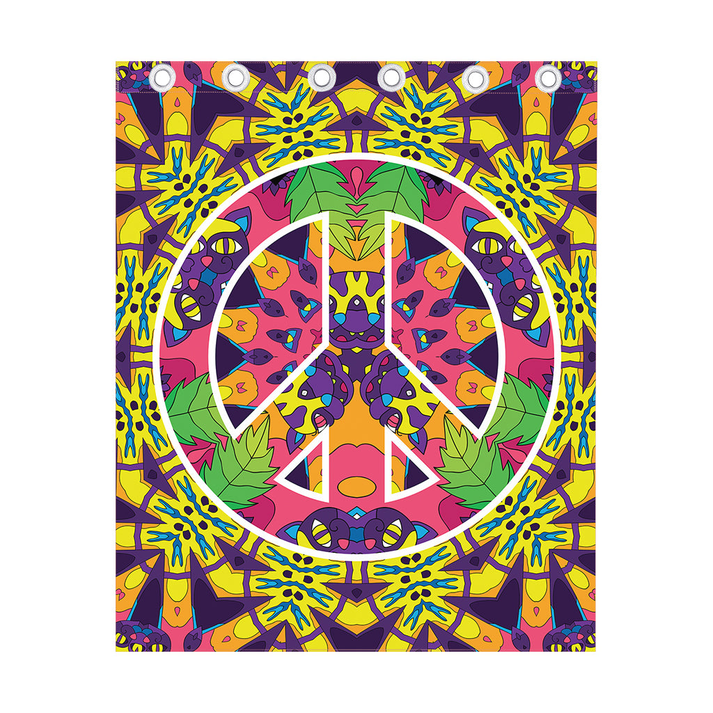 Psychedelic Hippie Peace Sign Print Curtain