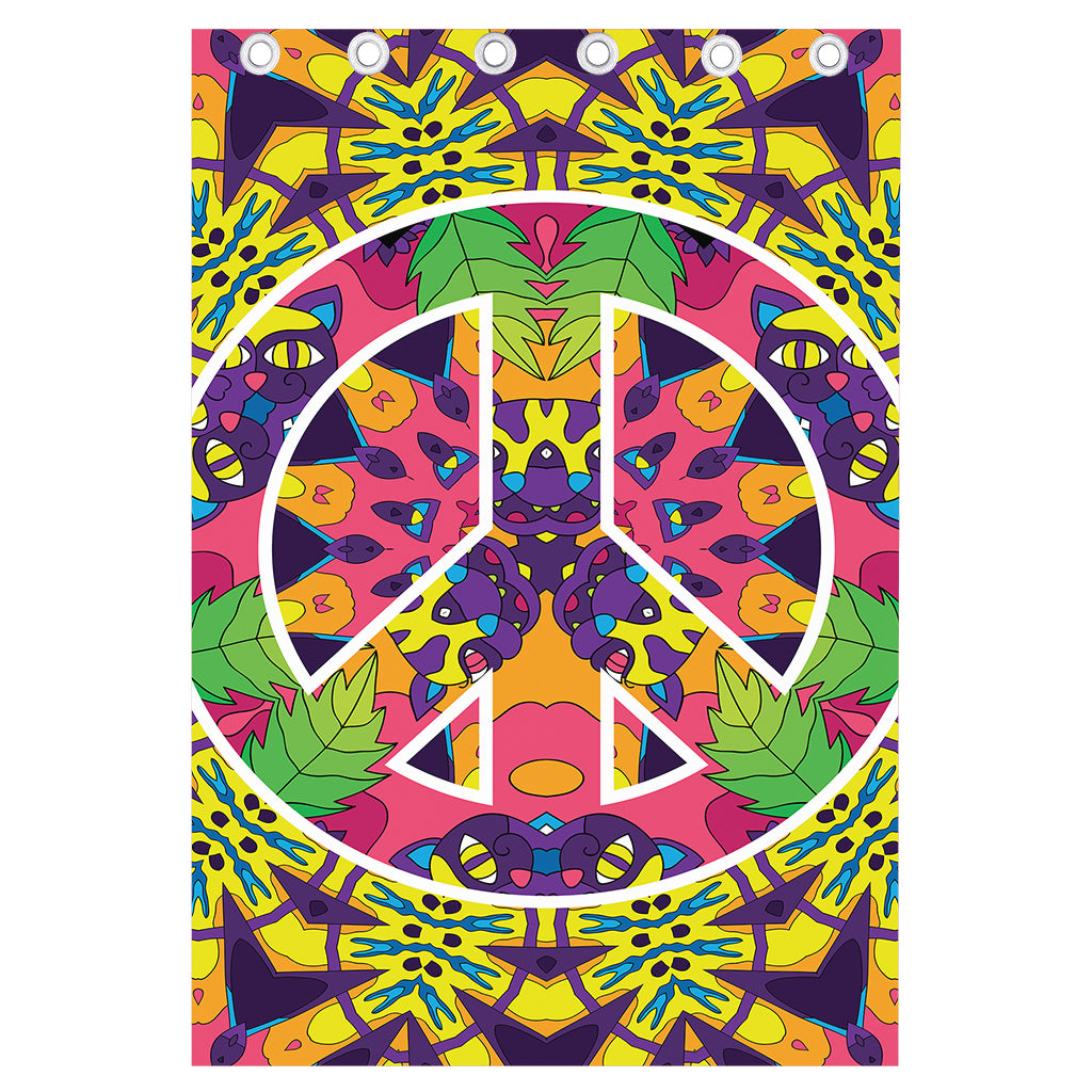 Psychedelic Hippie Peace Sign Print Curtain