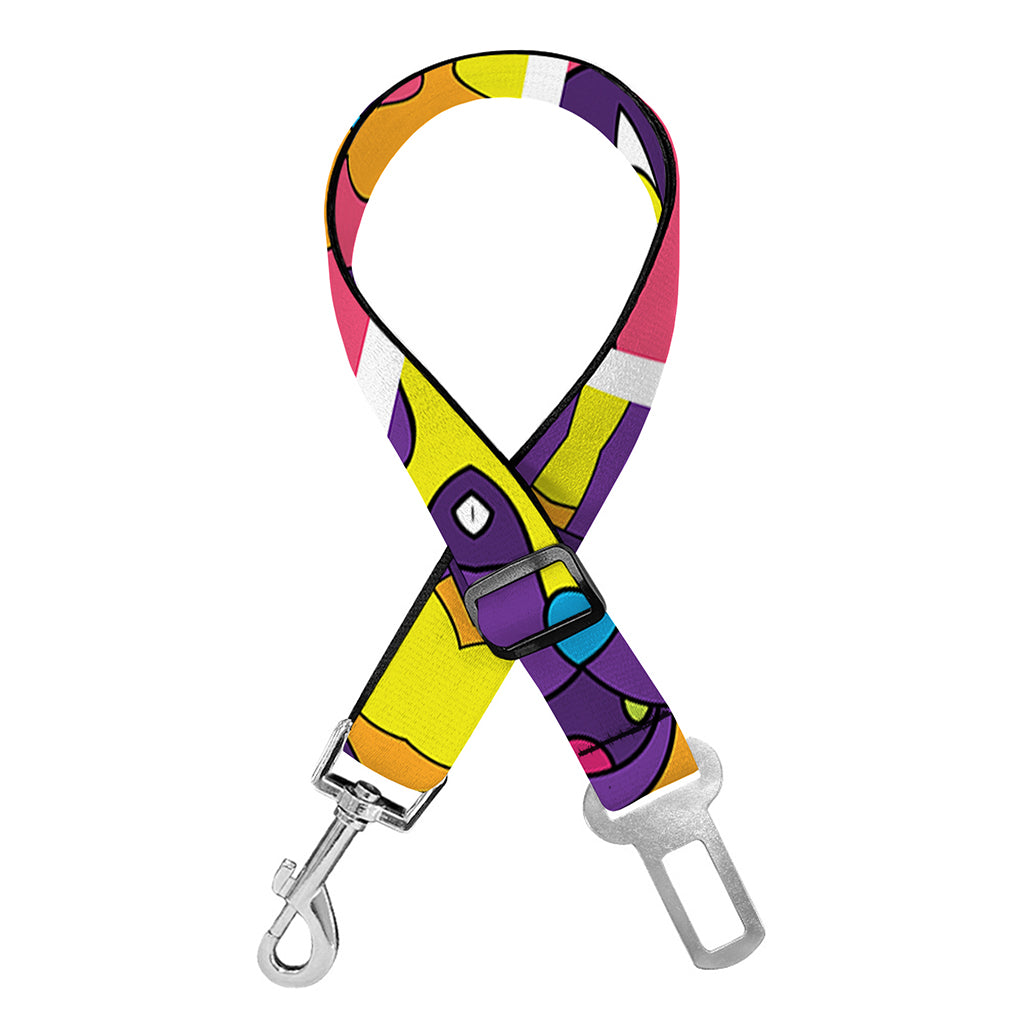 Psychedelic Hippie Peace Sign Print Dog Seat Belt