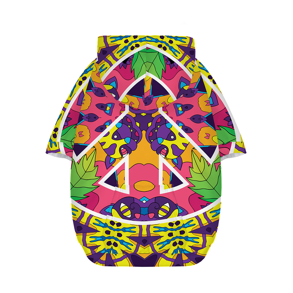 Psychedelic Hippie Peace Sign Print Dog Zip Up Hoodie