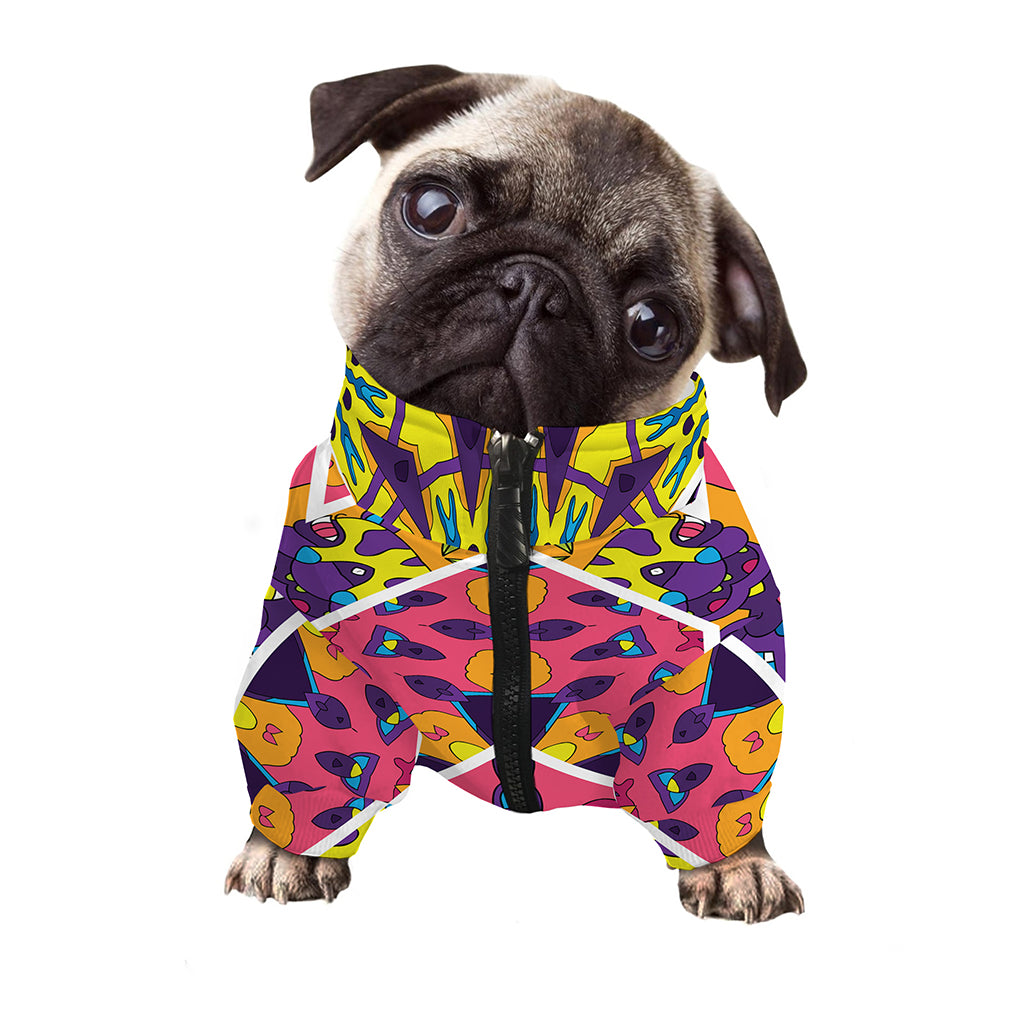 Psychedelic Hippie Peace Sign Print Dog Zip Up Jacket