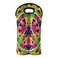 Psychedelic Hippie Peace Sign Print Double Neoprene Wine Tote