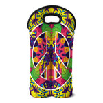 Psychedelic Hippie Peace Sign Print Double Neoprene Wine Tote
