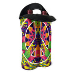 Psychedelic Hippie Peace Sign Print Double Neoprene Wine Tote