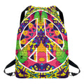 Psychedelic Hippie Peace Sign Print Drawstring Backpack