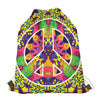 Psychedelic Hippie Peace Sign Print Drawstring Bag