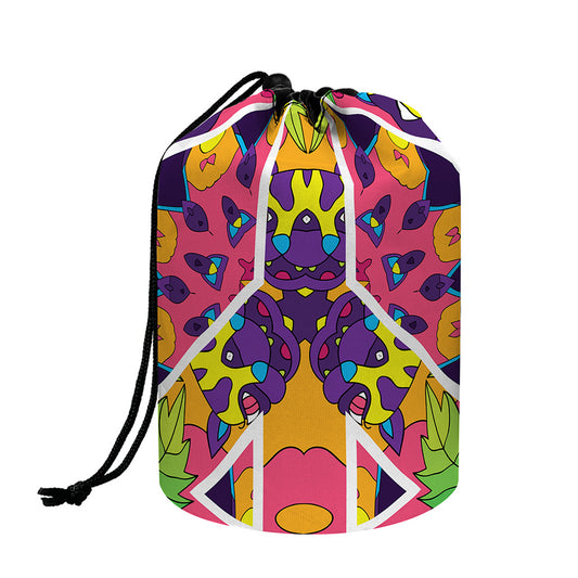 Psychedelic Hippie Peace Sign Print Drawstring Makeup Bag