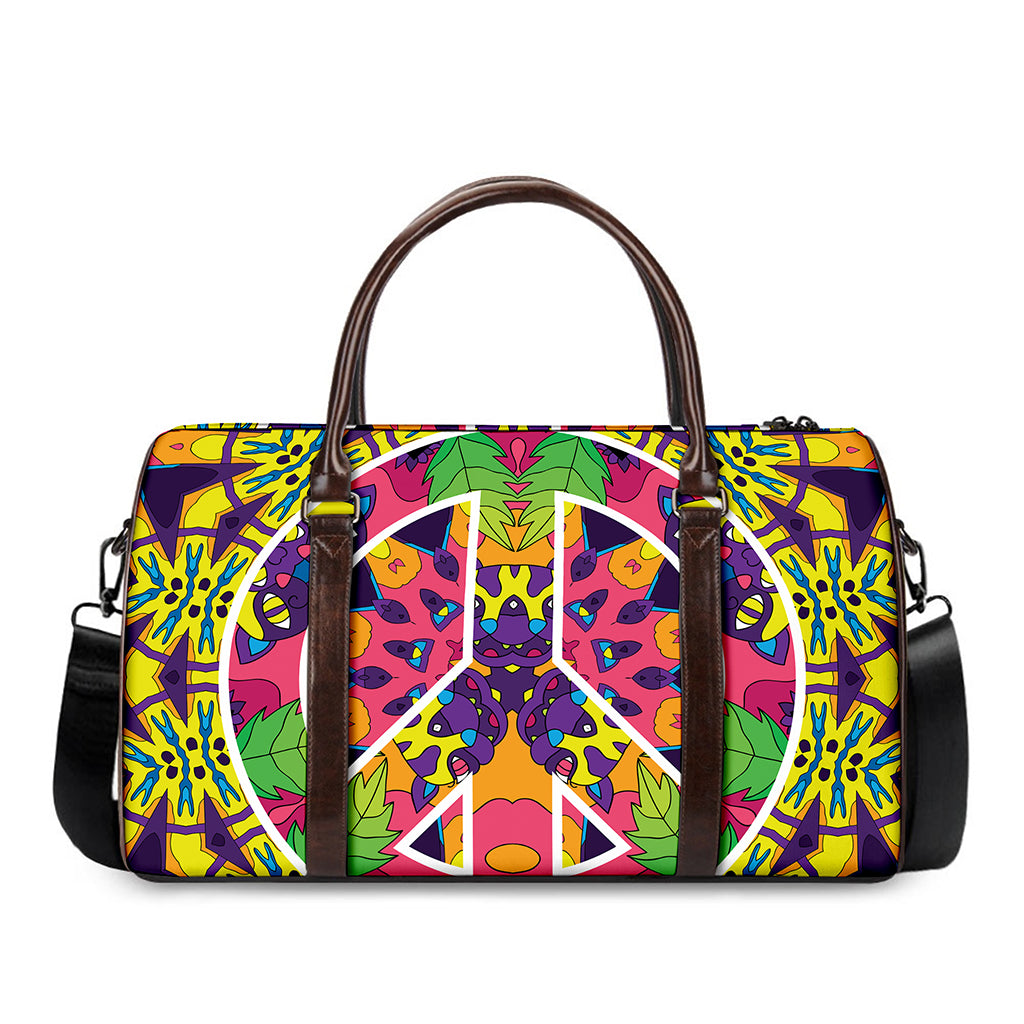 Psychedelic Hippie Peace Sign Print Duffle Bag