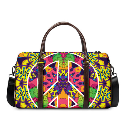 Psychedelic Hippie Peace Sign Print Duffle Bag