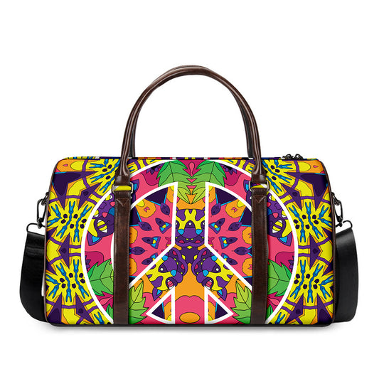 Psychedelic Hippie Peace Sign Print Duffle Bag