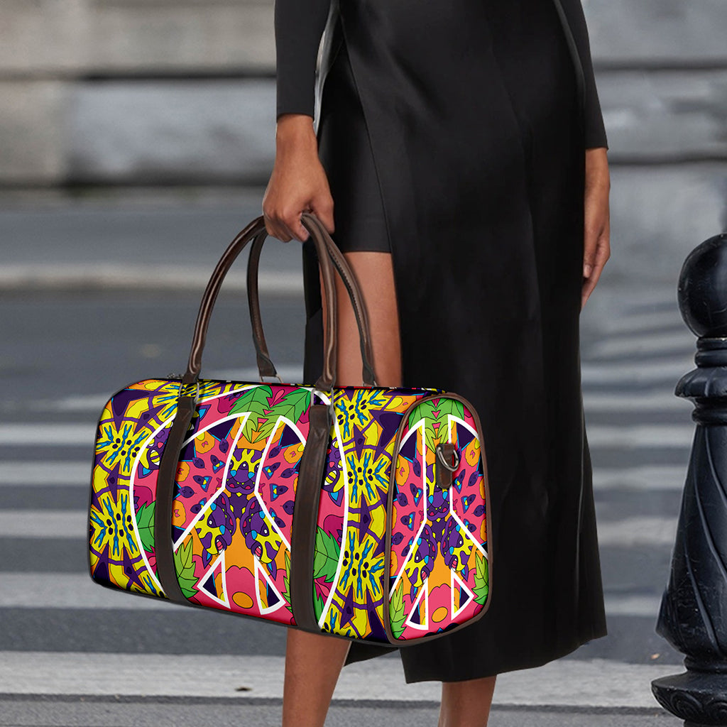 Psychedelic Hippie Peace Sign Print Duffle Bag