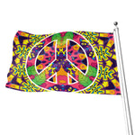 Psychedelic Hippie Peace Sign Print Flag