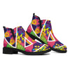 Psychedelic Hippie Peace Sign Print Flat Ankle Boots