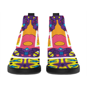 Psychedelic Hippie Peace Sign Print Flat Ankle Boots