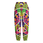 Psychedelic Hippie Peace Sign Print Fleece Lined Knit Pants