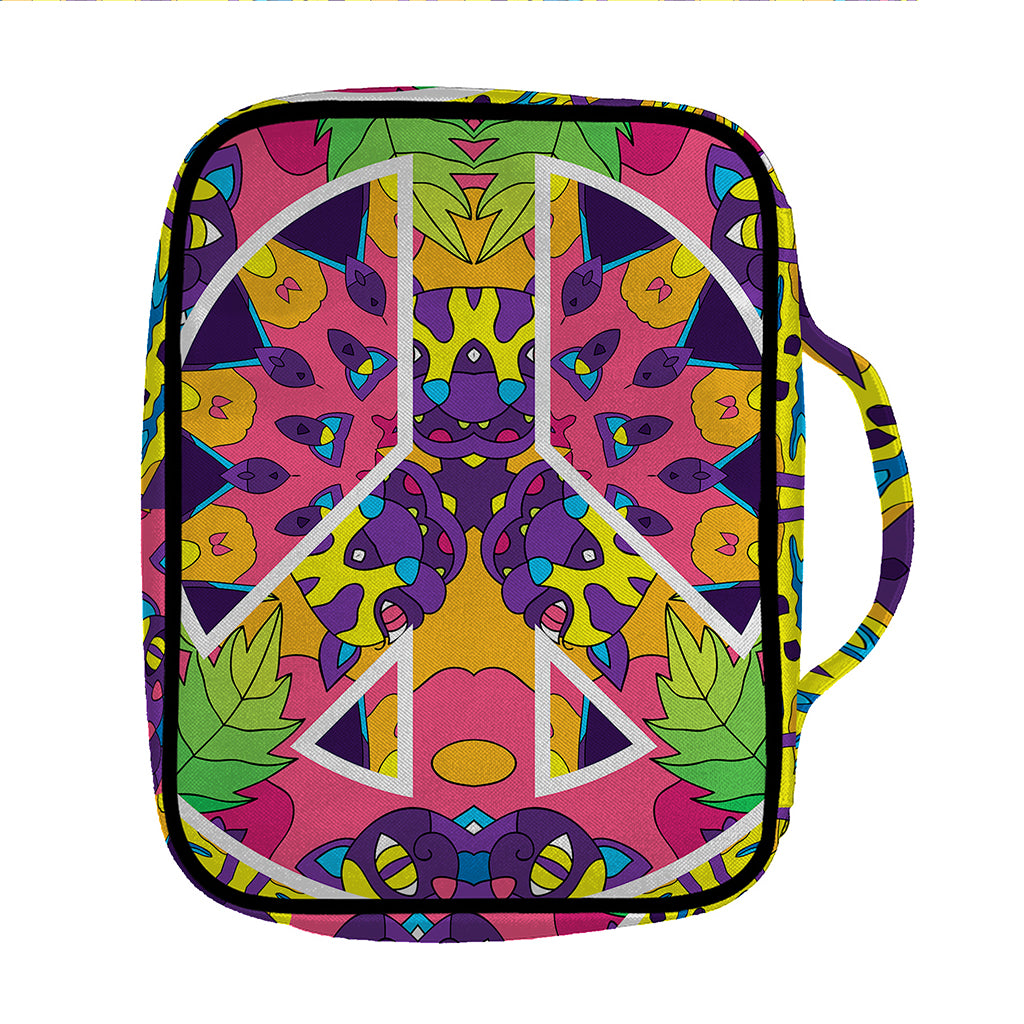 Psychedelic Hippie Peace Sign Print Front Pocket Bible Bag