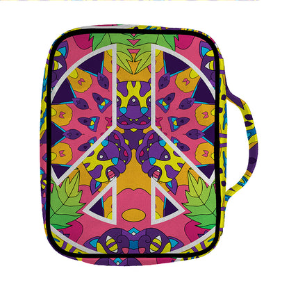 Psychedelic Hippie Peace Sign Print Front Pocket Bible Bag