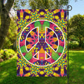 Psychedelic Hippie Peace Sign Print Garden Flag