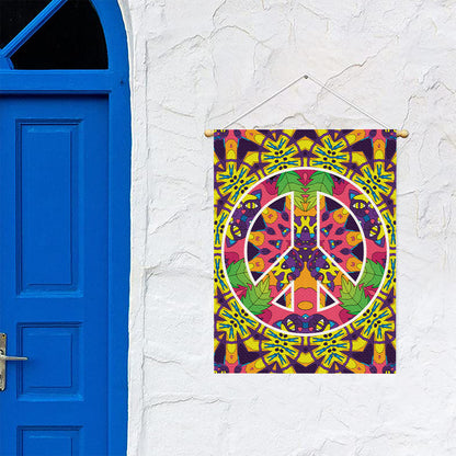 Psychedelic Hippie Peace Sign Print Garden Flag