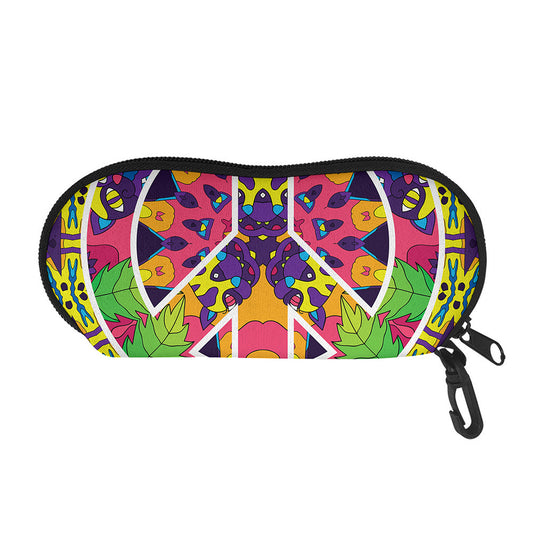 Psychedelic Hippie Peace Sign Print Glasses Case